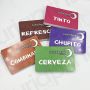 tarjetas plastificadas nochecita consumición esquinas redondeadas